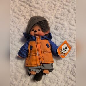 Vintage Sekiguchi Moncchichi Boy Doll with Coat And Cargo Pants Hat Tag 6.5”